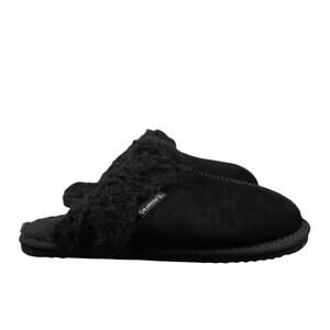 Bearpaw Shoes Womens 9 Slippers Mule Slip On Fiona Suede Woold Blend Black Flat